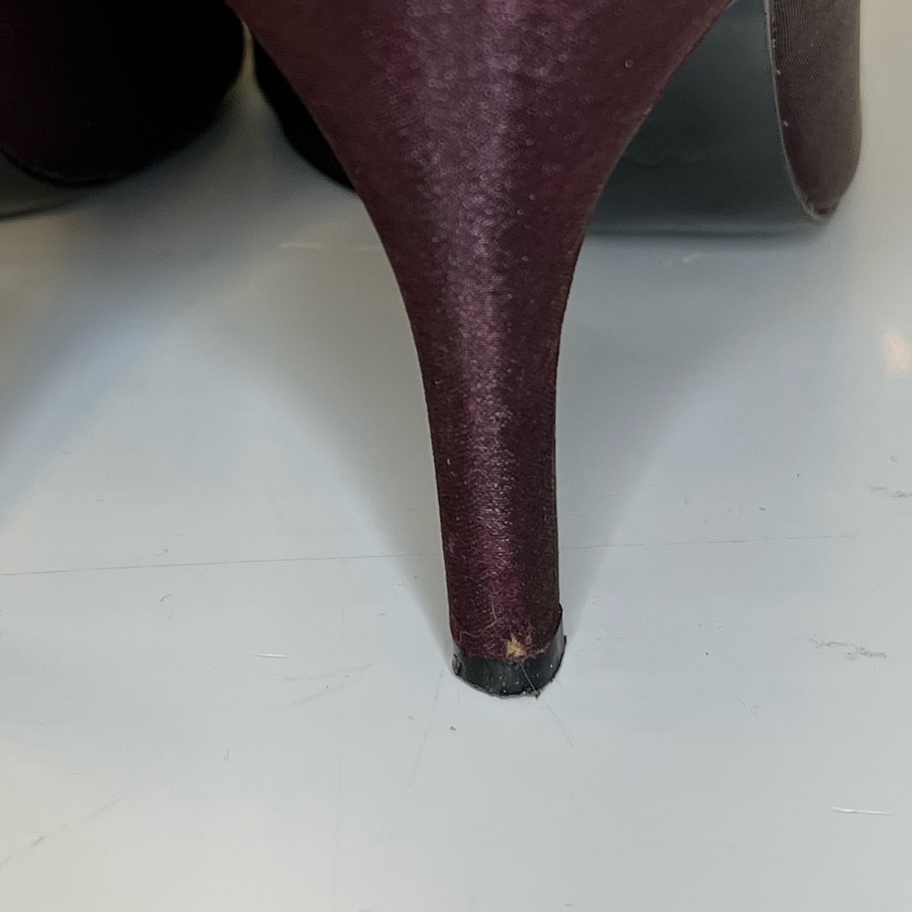 Nina Plum Colored Peep Toe Pumps - Picture 6 of 7